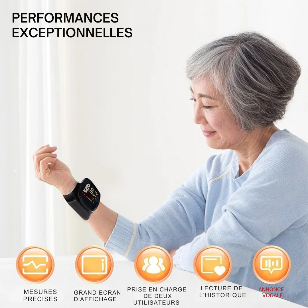 Tensiomètre Digital Intelligent au Poignet – Mesure Rapide et Précise à Domicile
