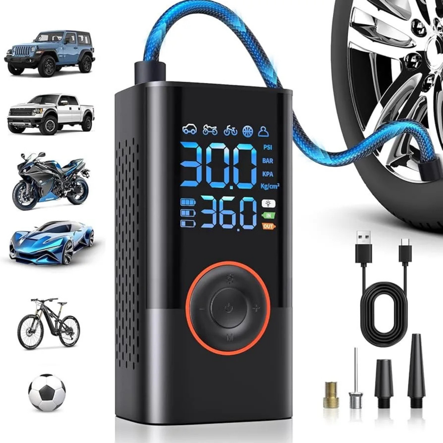 Mini Compresseur Portable Sans Fil – Gonfleur Intelligent Multi-Usage