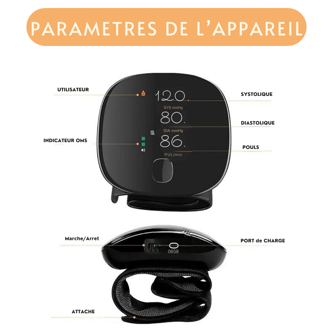 Tensiomètre Digital Intelligent au Poignet – Mesure Rapide et Précise à Domicile