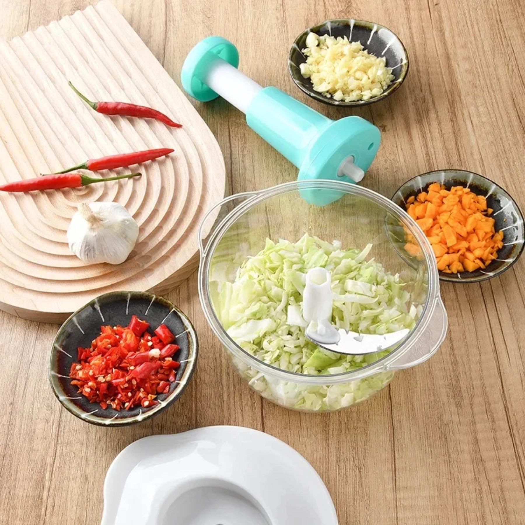 Hachoir Manuel Multifonction – Coupez Légumes & Viande en 5 Secondes Sans Électricité