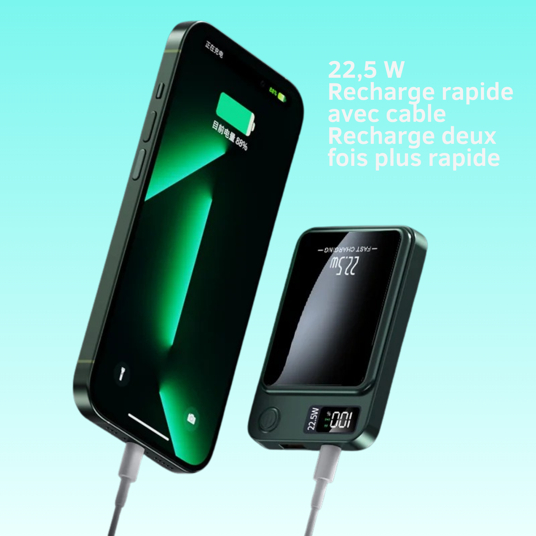 Power Bank Magnétique Sans Fil 22.5W – Recharge Ultra Rapide & Portable