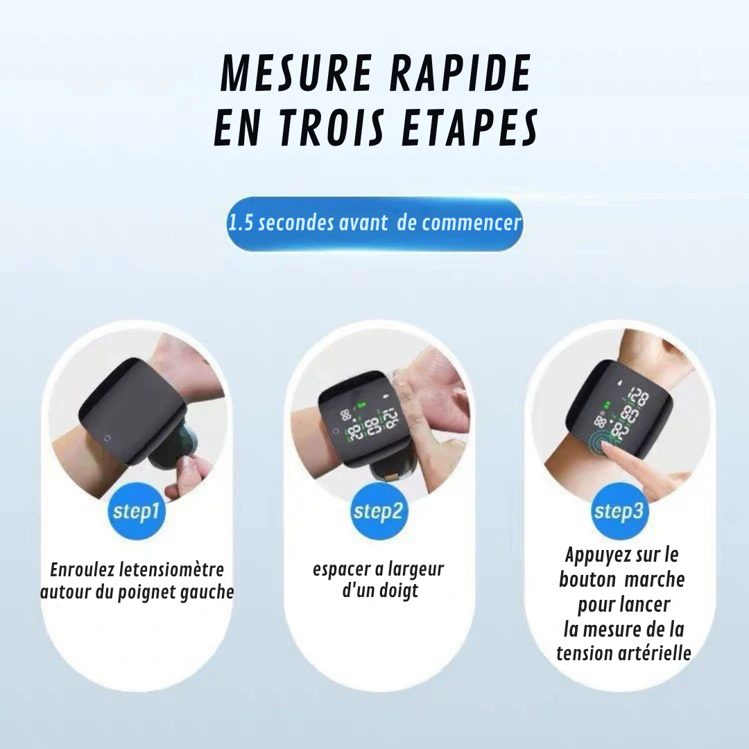 Tensiomètre Digital Intelligent au Poignet – Mesure Rapide et Précise à Domicile