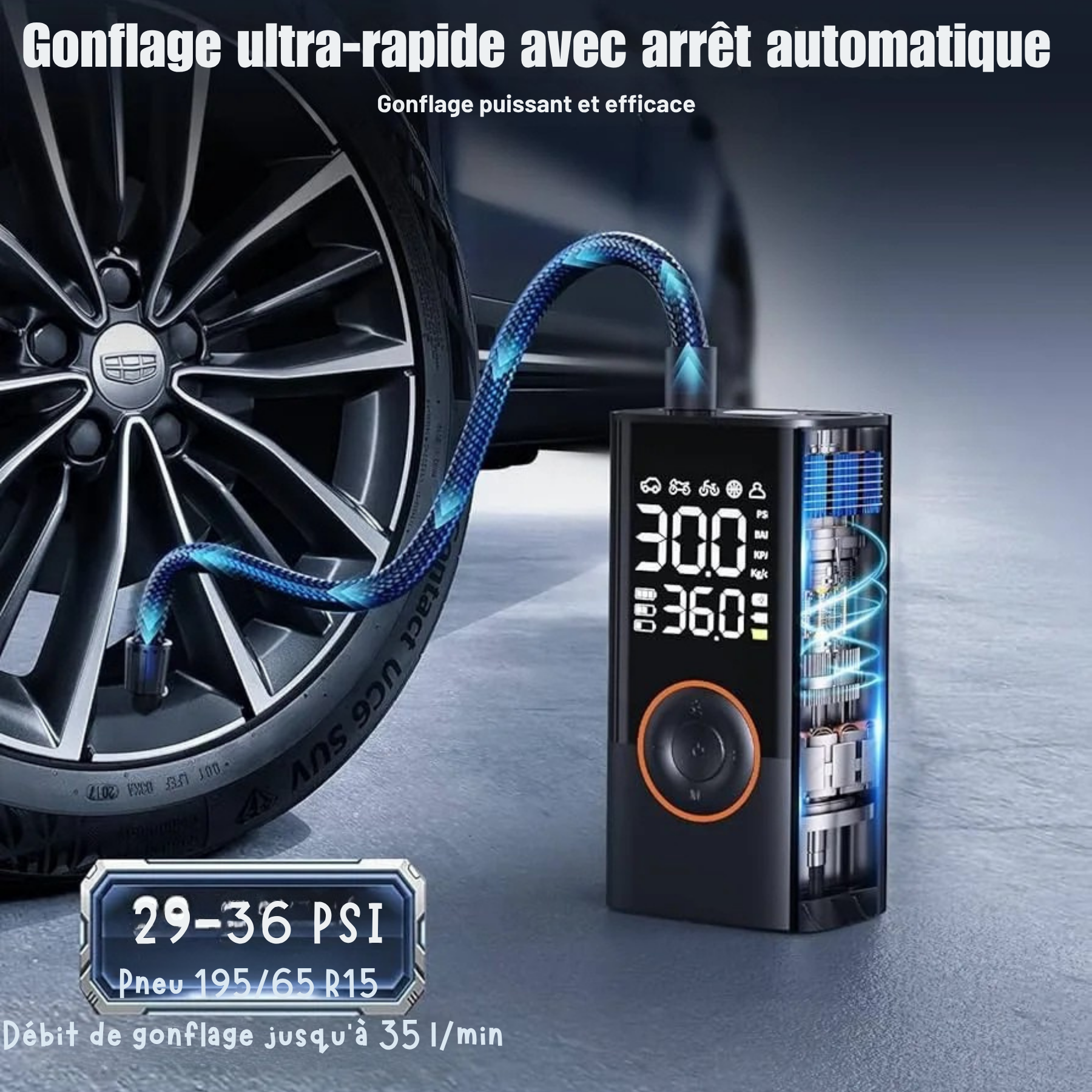 Mini Compresseur Portable Sans Fil – Gonfleur Intelligent Multi-Usage